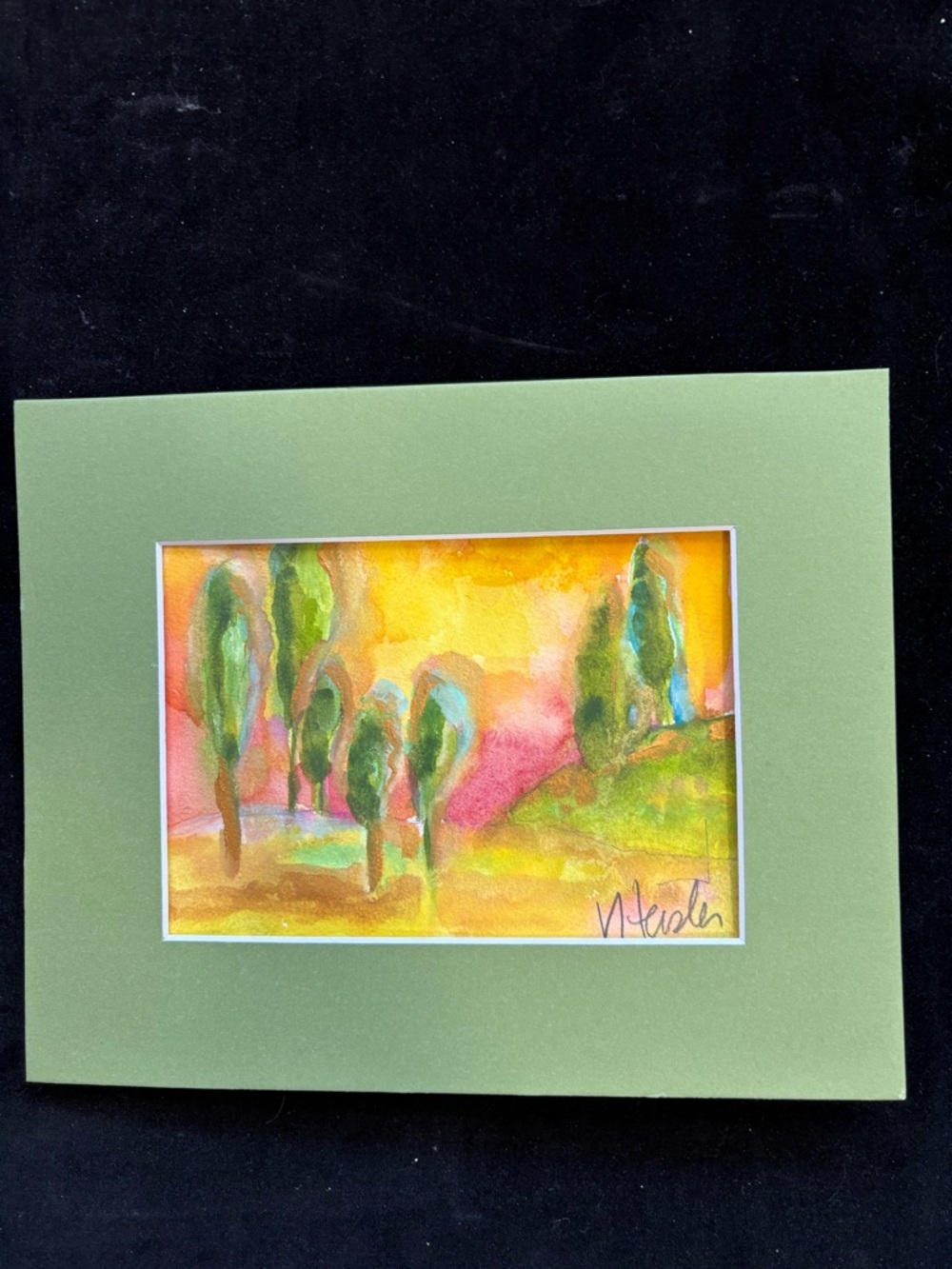 Serene Lake ”An Original Watercolor Painting Matted 5"x7" Victoria Heisler Art